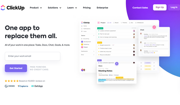 Image of ClickUp website homepage